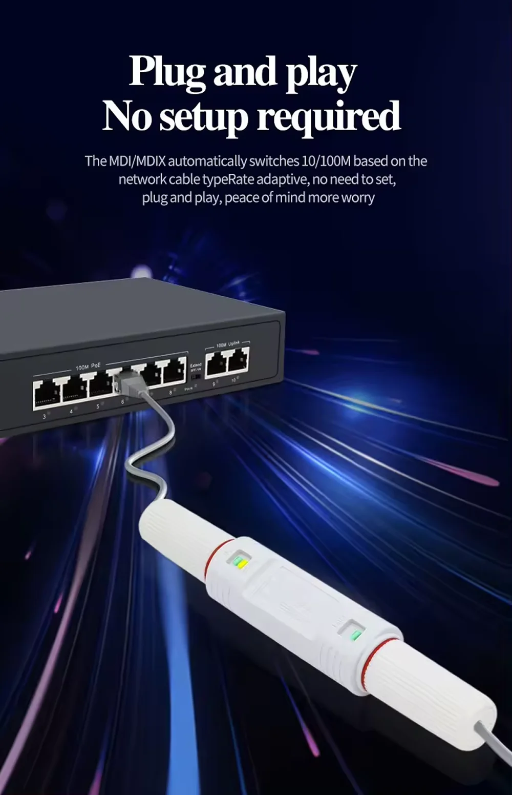 Водонепроницаемый удлинитель адаптер инжектора poe ieee802 - Фотография_2