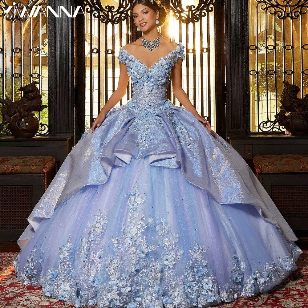 Красивые платья quinceanera с 3d цветами