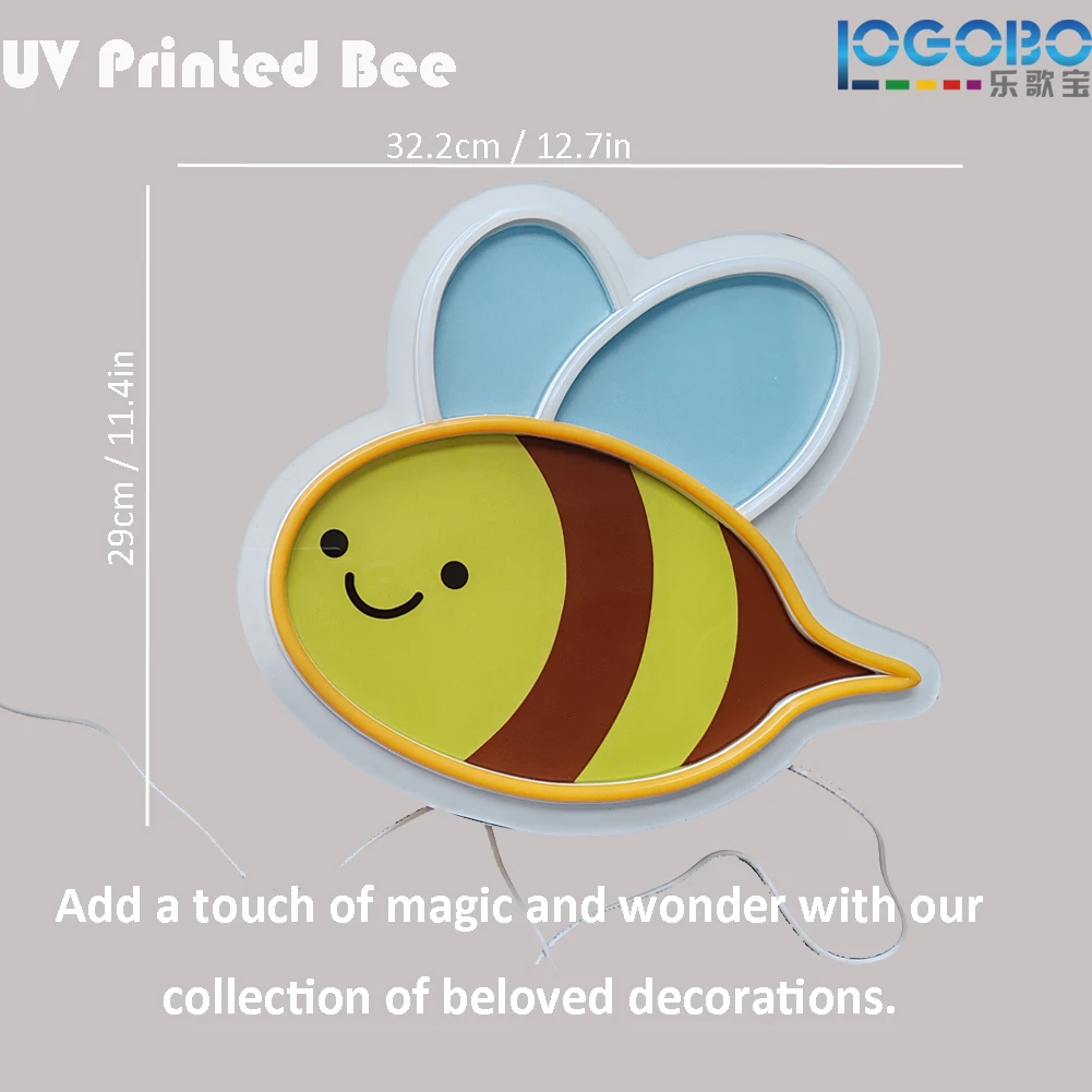 Неоновая вывеска bee wings - светодиодный ночник с уф-печатью для детской - Фотография_3