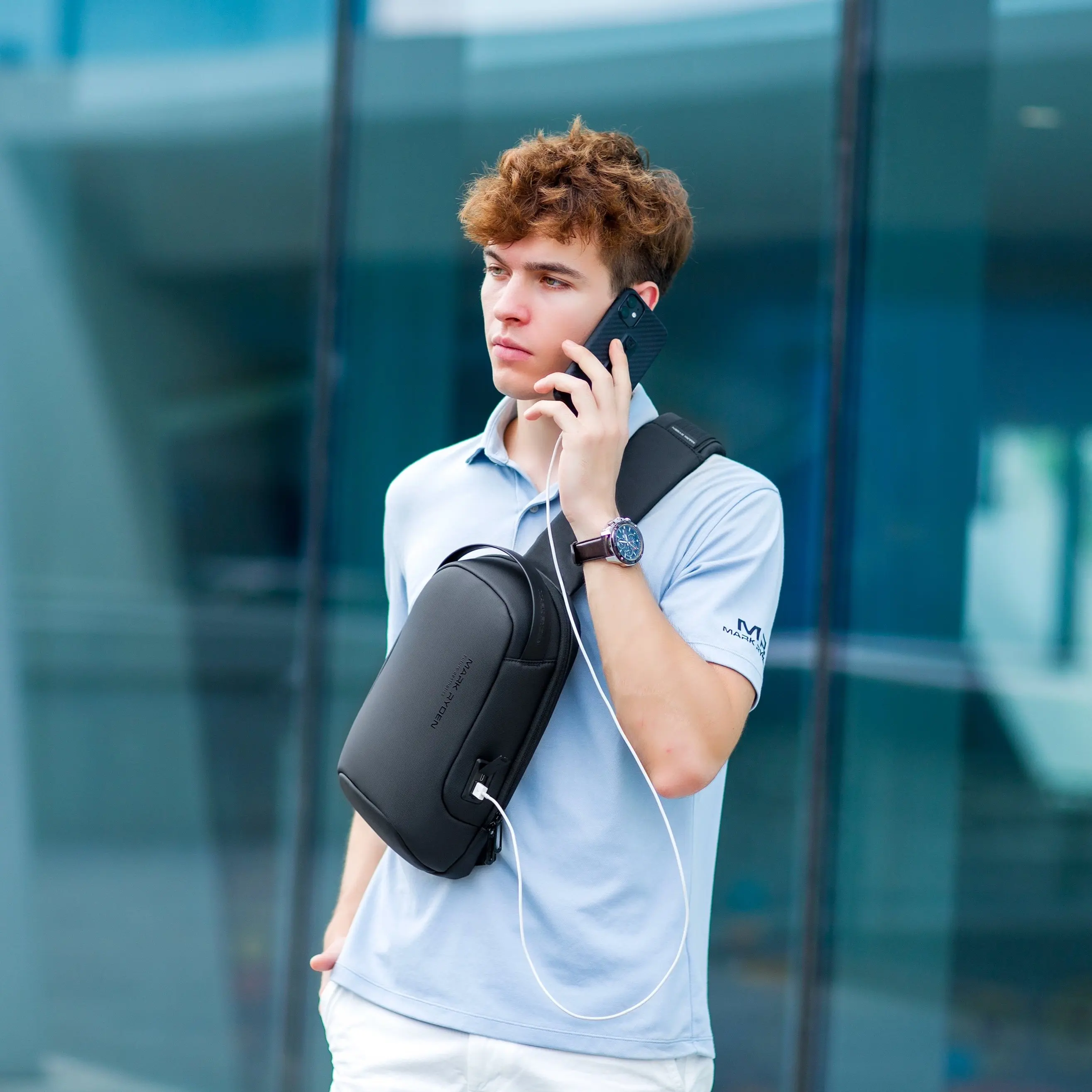 Mark ryden противоугонная мужская сумка через плечо с зарядкой через usb - Фотография_3