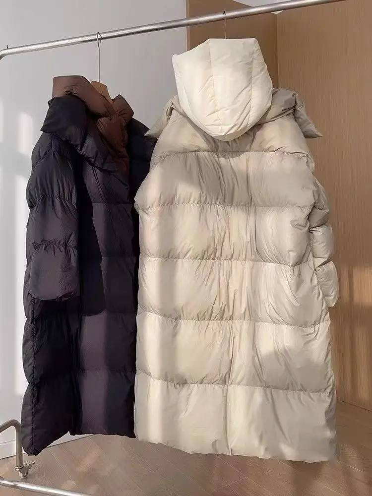 Новый зимний белый утиный пух с капюшоном - Фотография_5