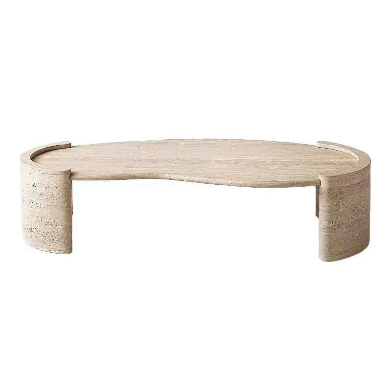 Журнальный столик в стиле ваби-саби из скандинавского травертина - Фотография_5