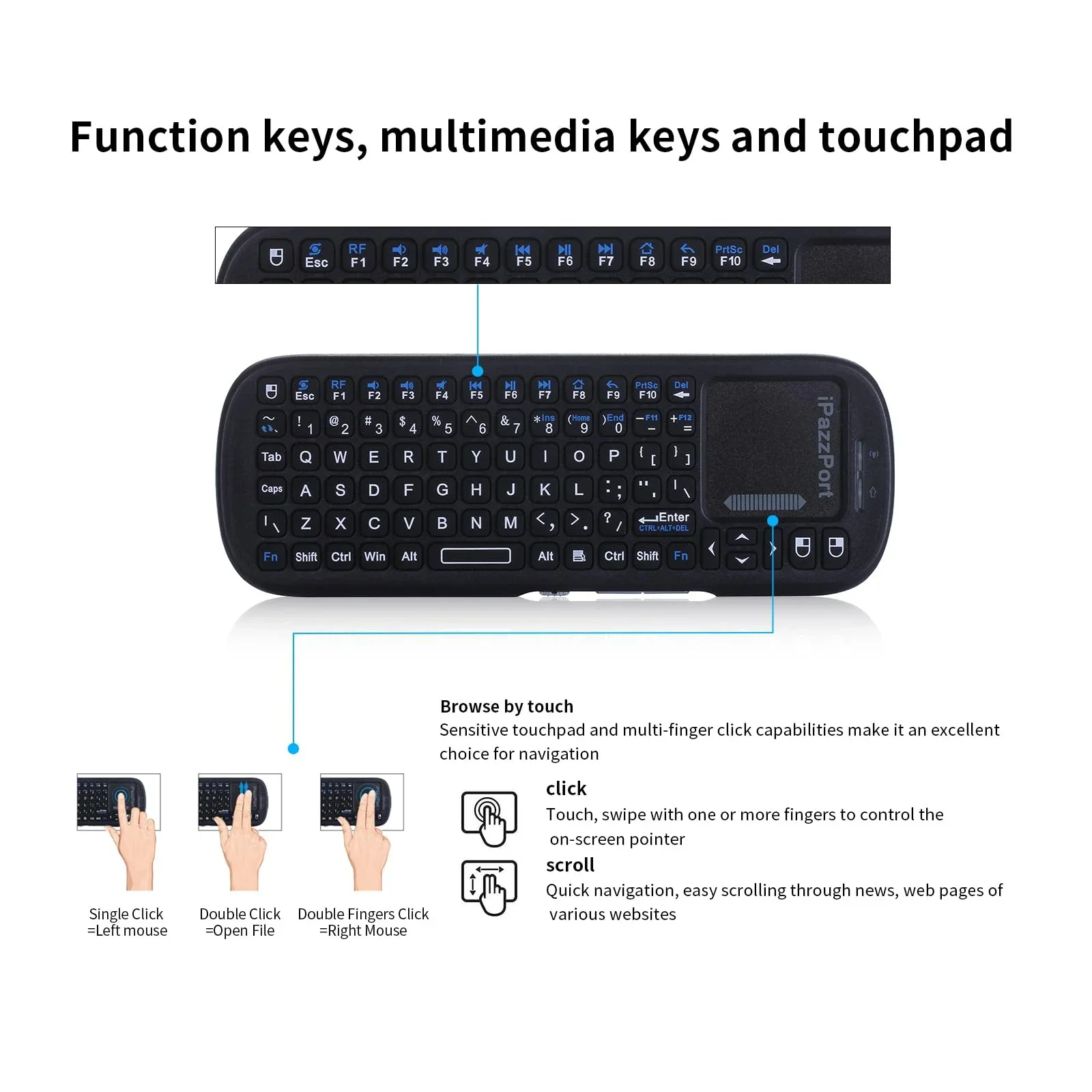 Ipazzport mini bluetooth и беспроводная клавиатура 2 - Фотография_3