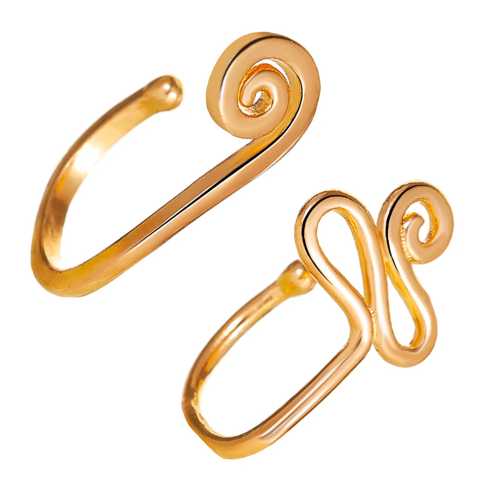 Металлические кольца в носу в форме улитки и змеи - Фотография_2
