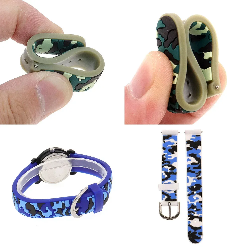 Детские кварцевые часы с камуфляжным силиконовым ремешком - Фотография_4