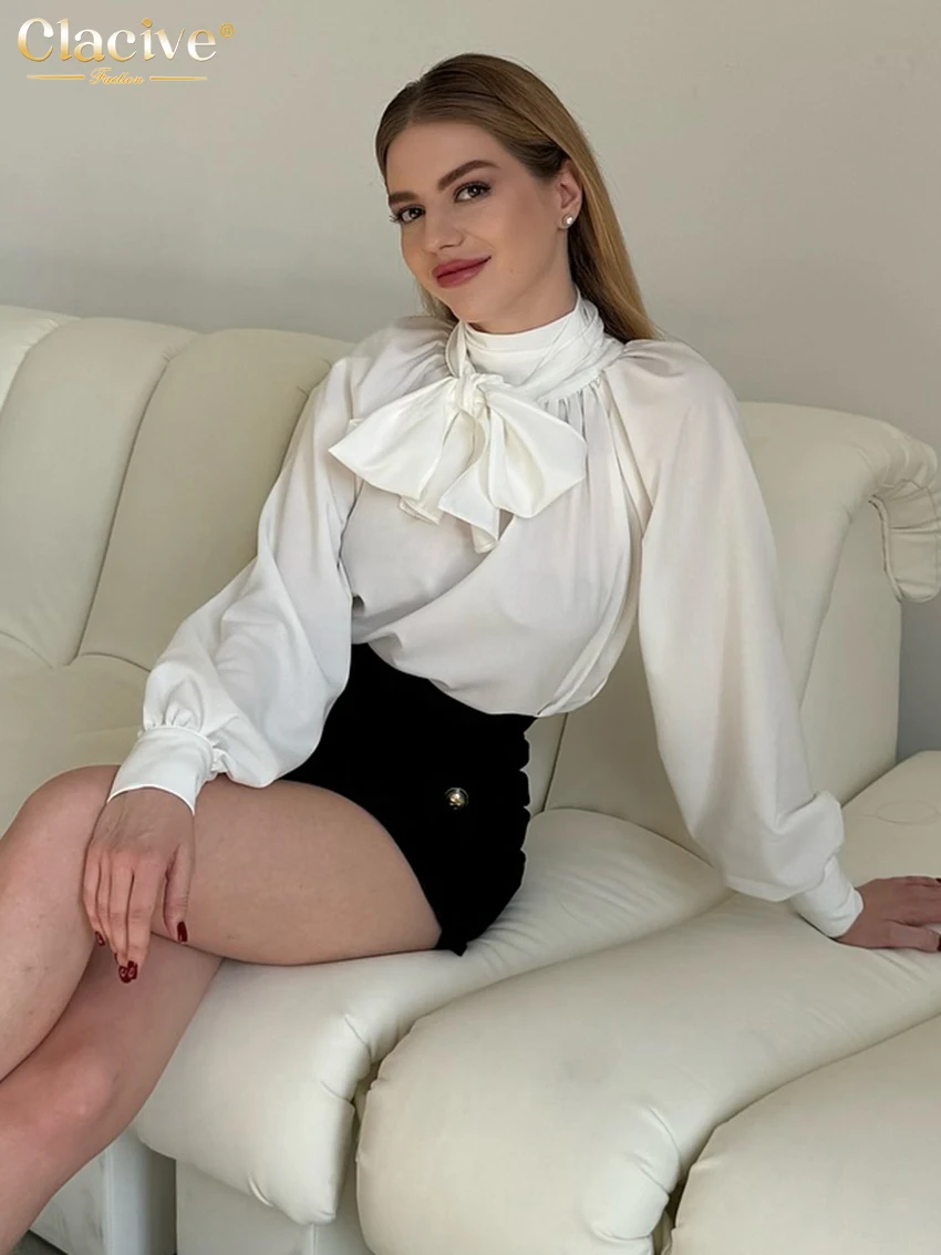 Clacive, весенняя свободная белая женская рубашка 2026 - Фотография_6