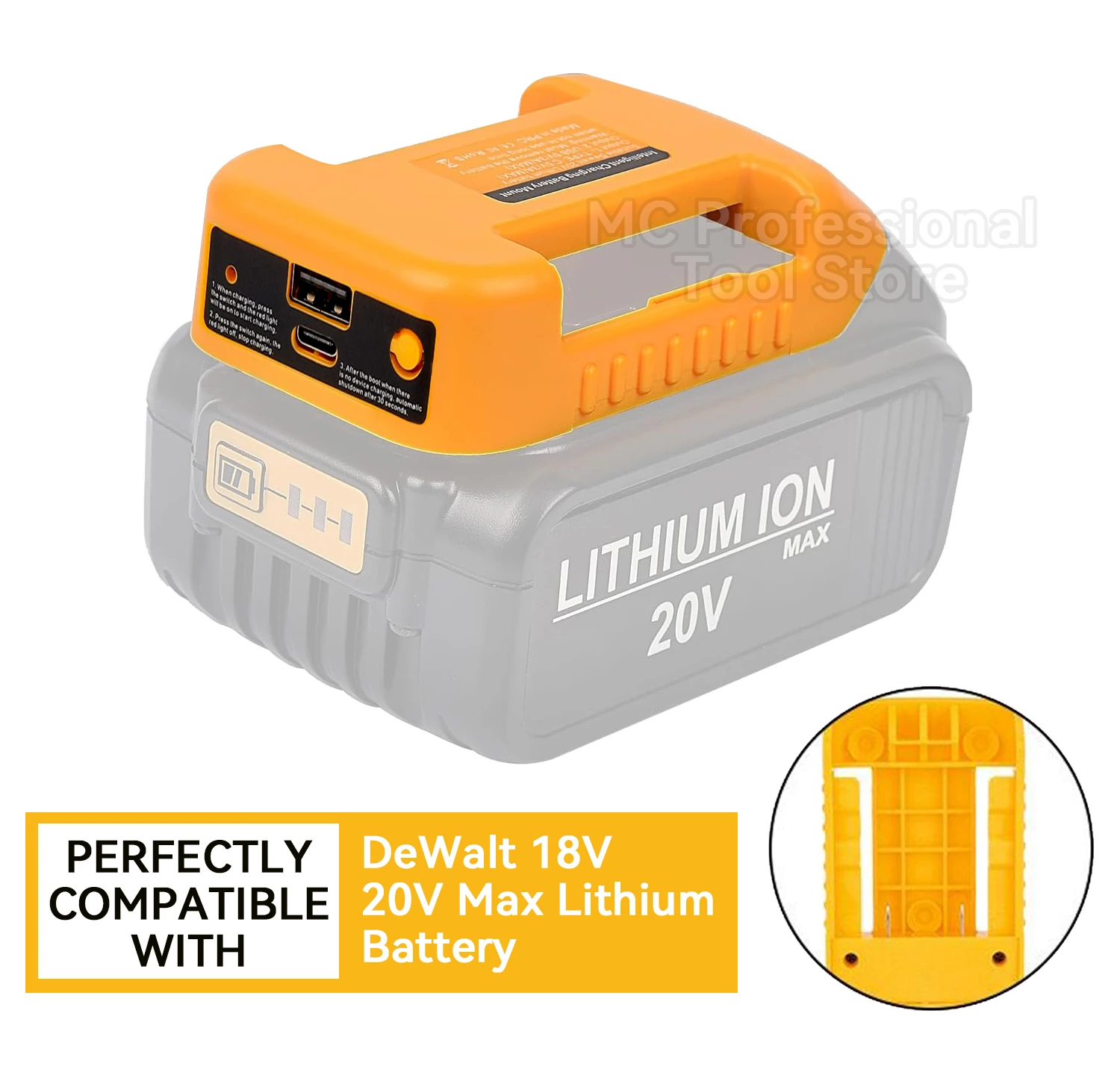 Usb-адаптер для зарядного устройства для dewalt 18 в 20 в