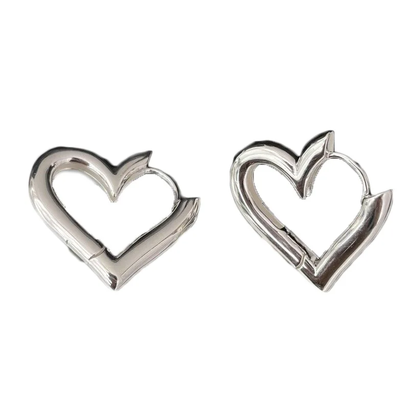 Серьги-кольца из стерлингового серебра 925 пробы с сердцем love для женщин - Фотография_5