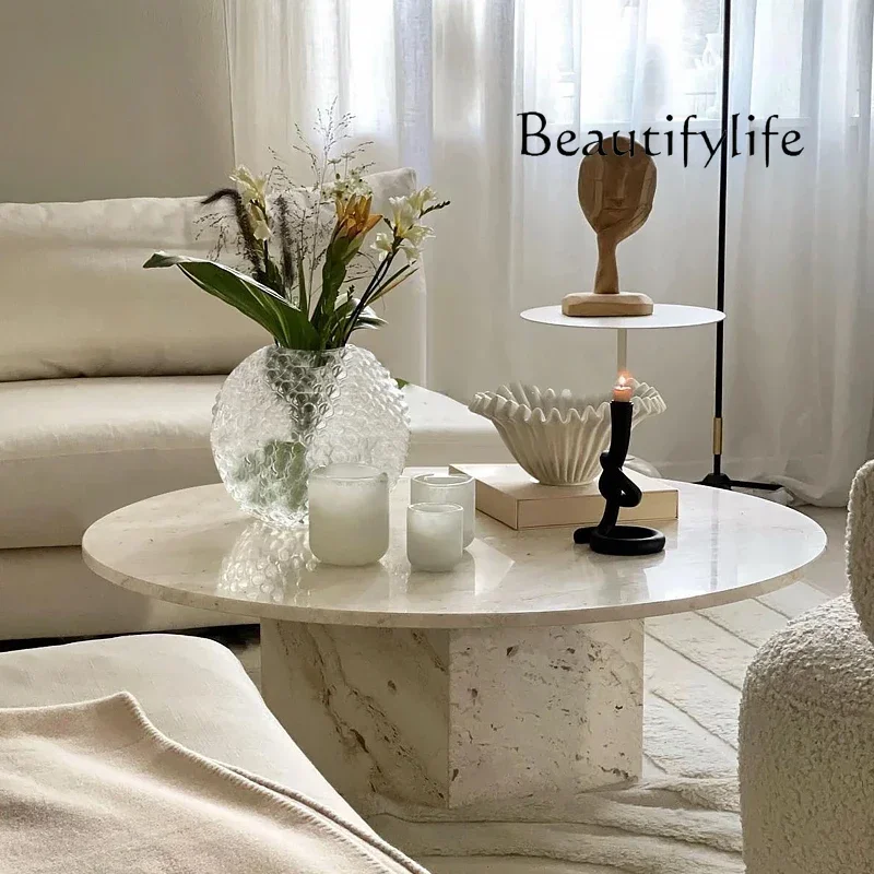 Журнальный столик u-кремового травертина - Фотография_2