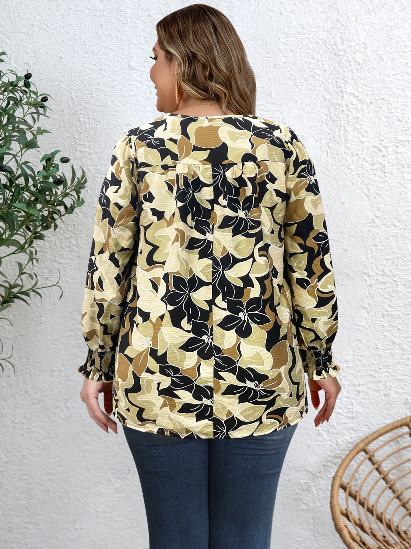 【большой размер】женская рубашка в отпускном стиле - Фотография_2