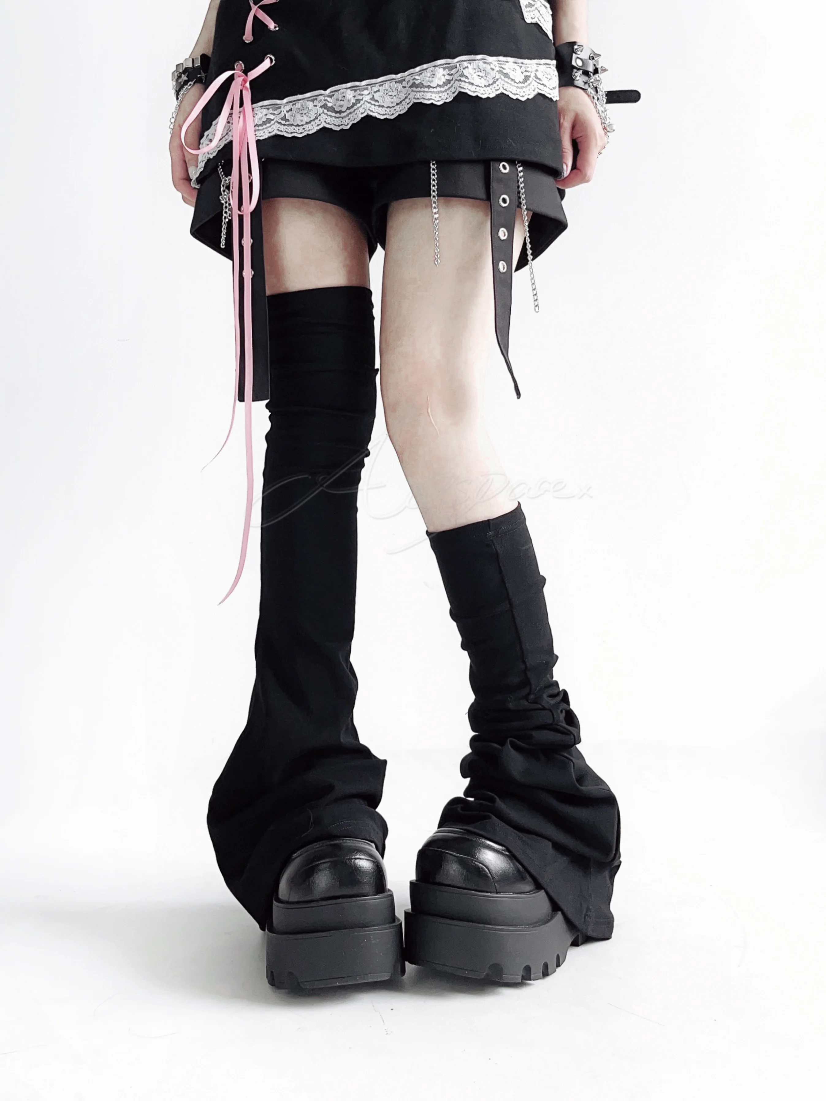 Новинка, однотонные полусапожки выше колена y2k - Фотография_3