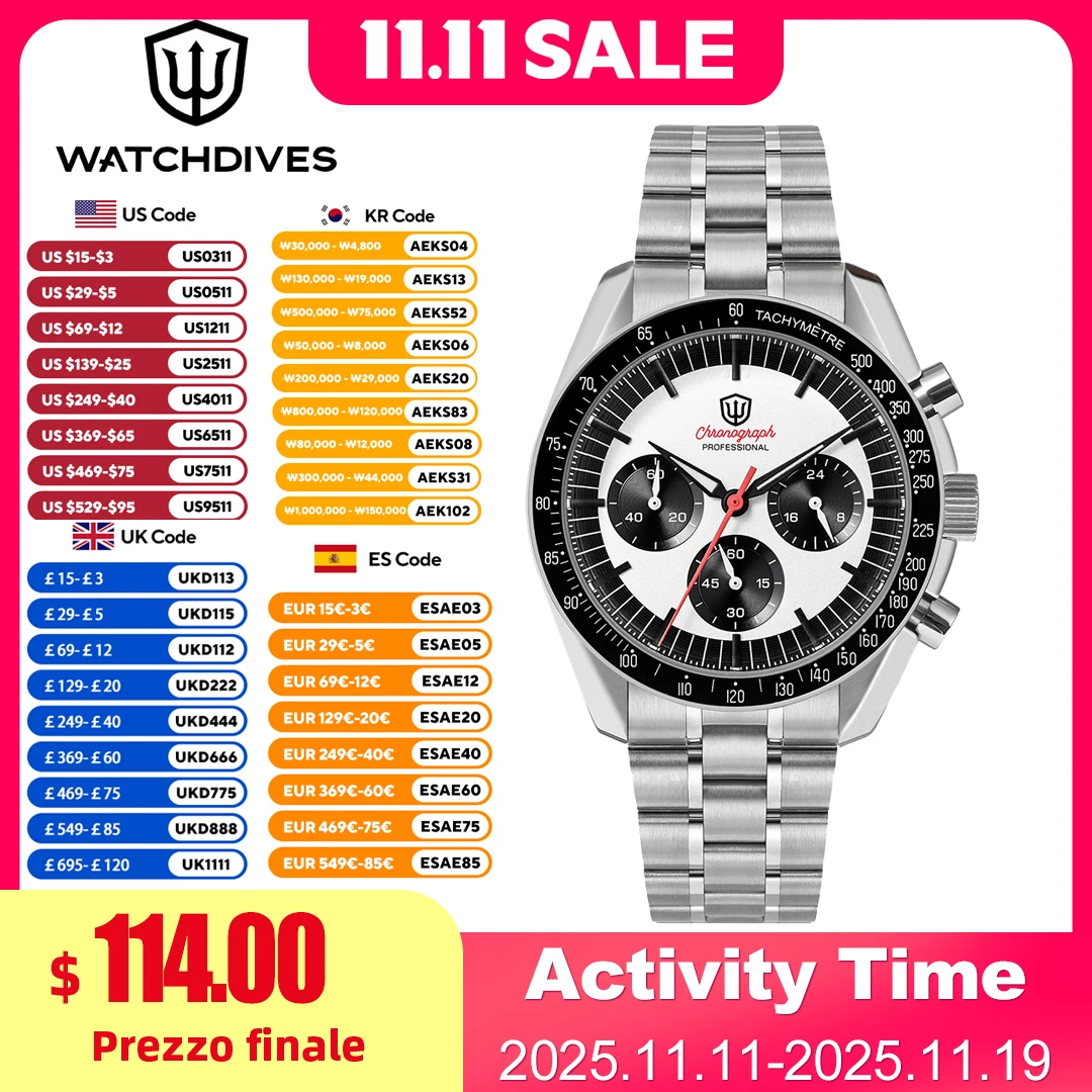 Watchdives wd1863 часы-хронограф