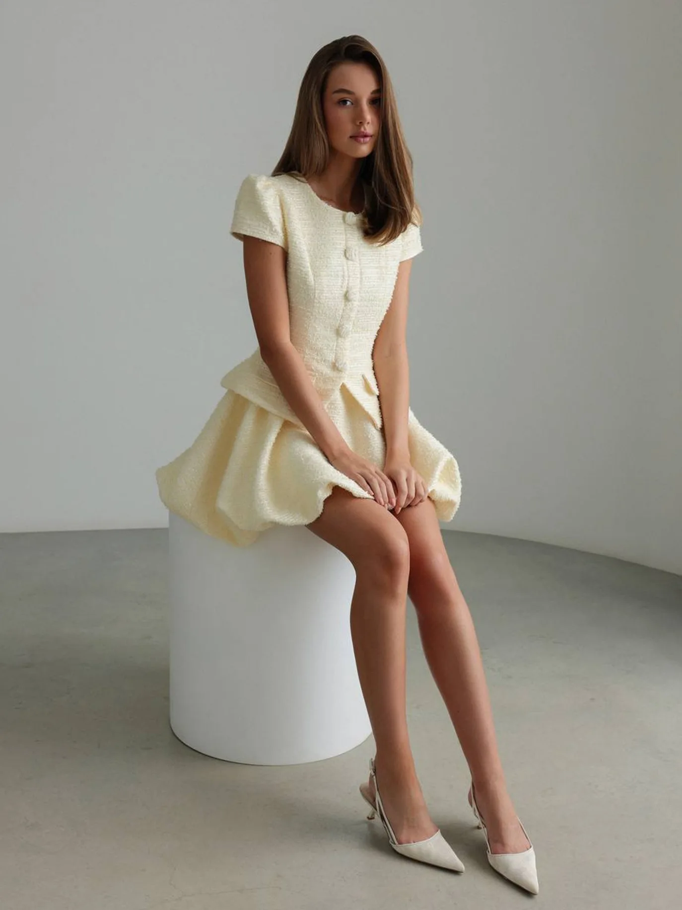 Женская твидовая рубашка с пышными - Фотография_5