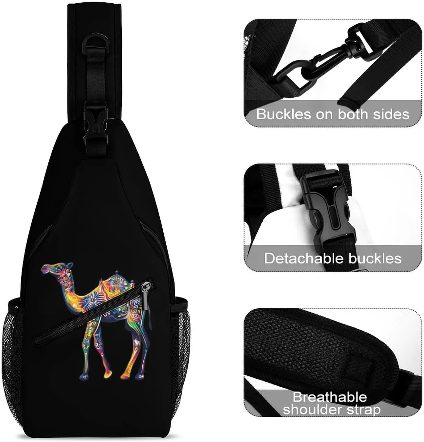 Красочный цветочный рюкзак на слинге с верблюжьими животными - Фотография_3