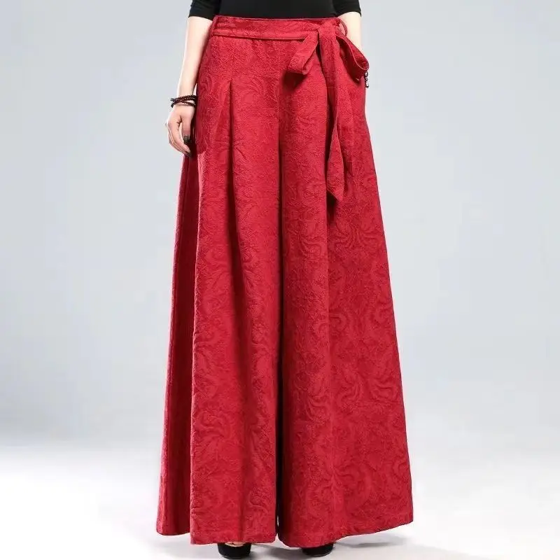 Новые китайские хлопковые льняные широкие брюки в стиле ретро для женщин - Фотография_3