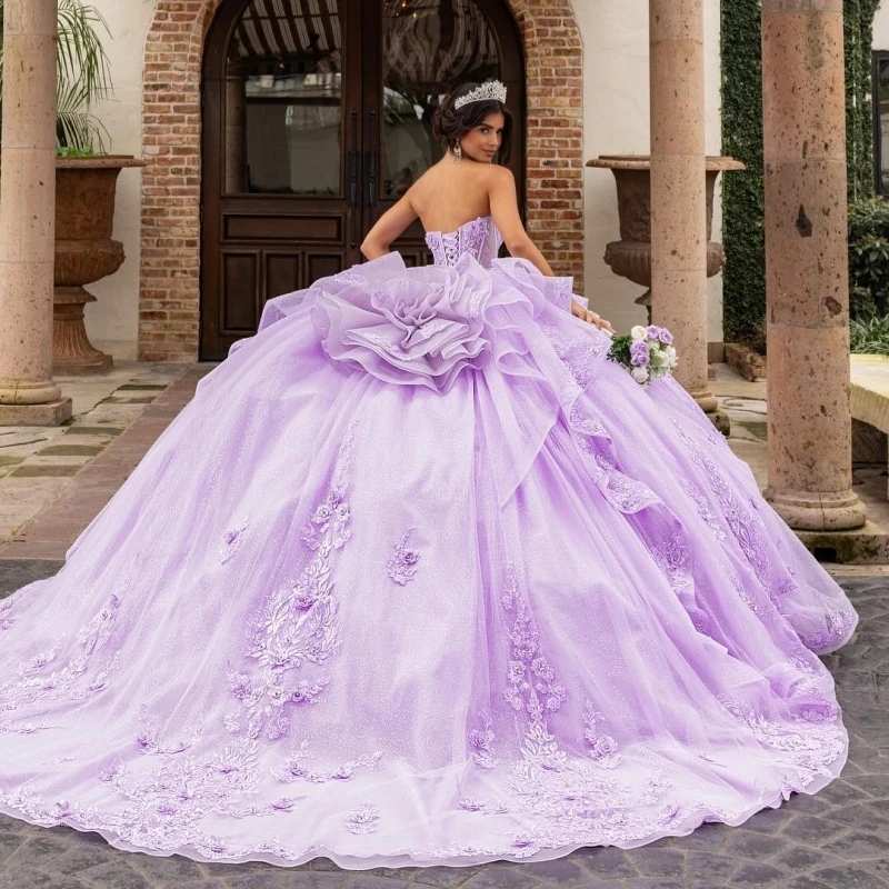 Светло-сиреневые блестящие платья quinceanera - Фотография_4