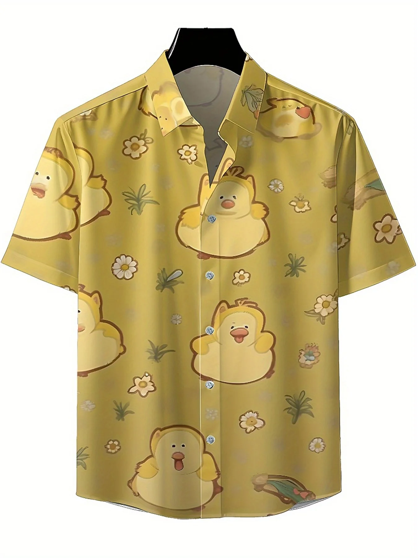 Мужские гавайские рубашки больших размеров с резиновым узором утки - Фотография_3