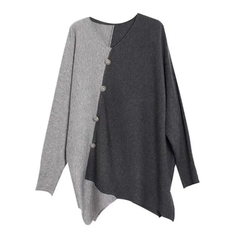 Корейский однотонный свитер на пуговицах - Фотография_5