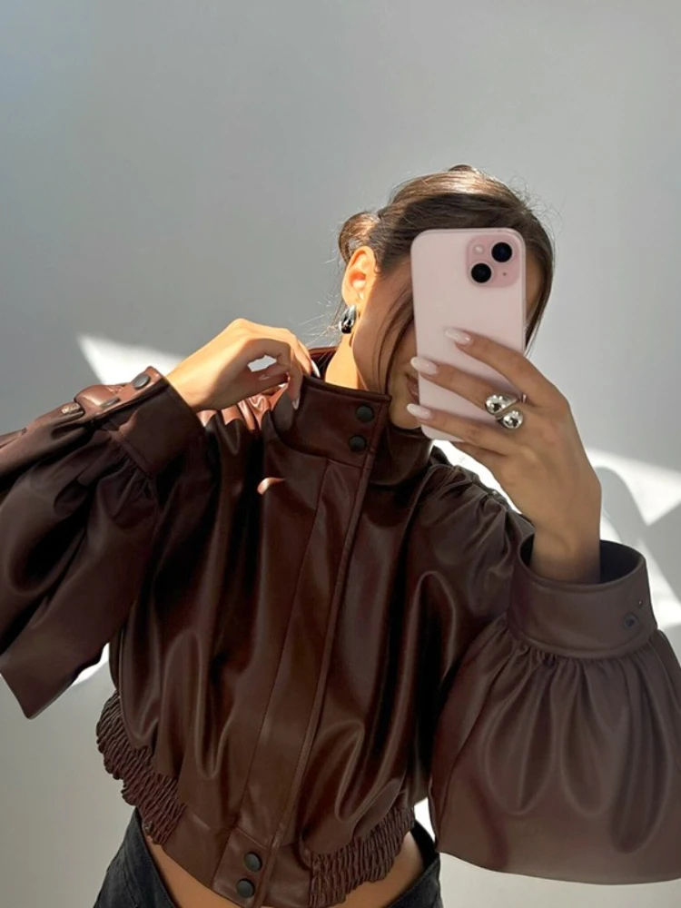 Tossy модные короткие куртки из искусственной кожи с воротником-стойкой - Фотография_6