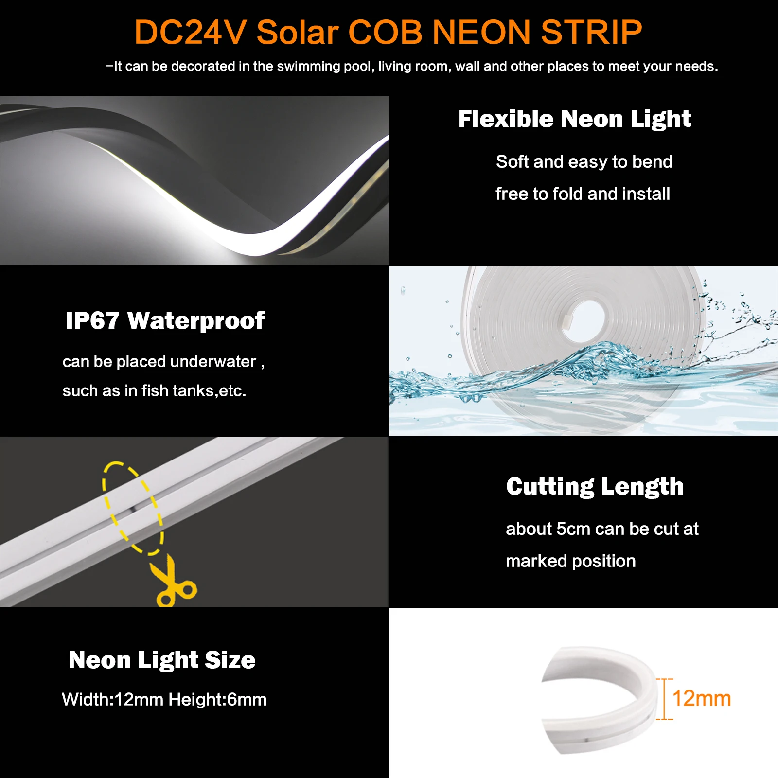 Dc24v солнечная светодиодная неоновая - Фотография_5