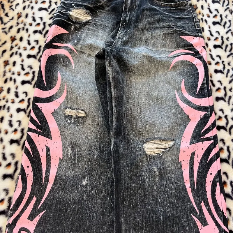 Y2k джинсовые брюки destroyed dark - Фотография_3