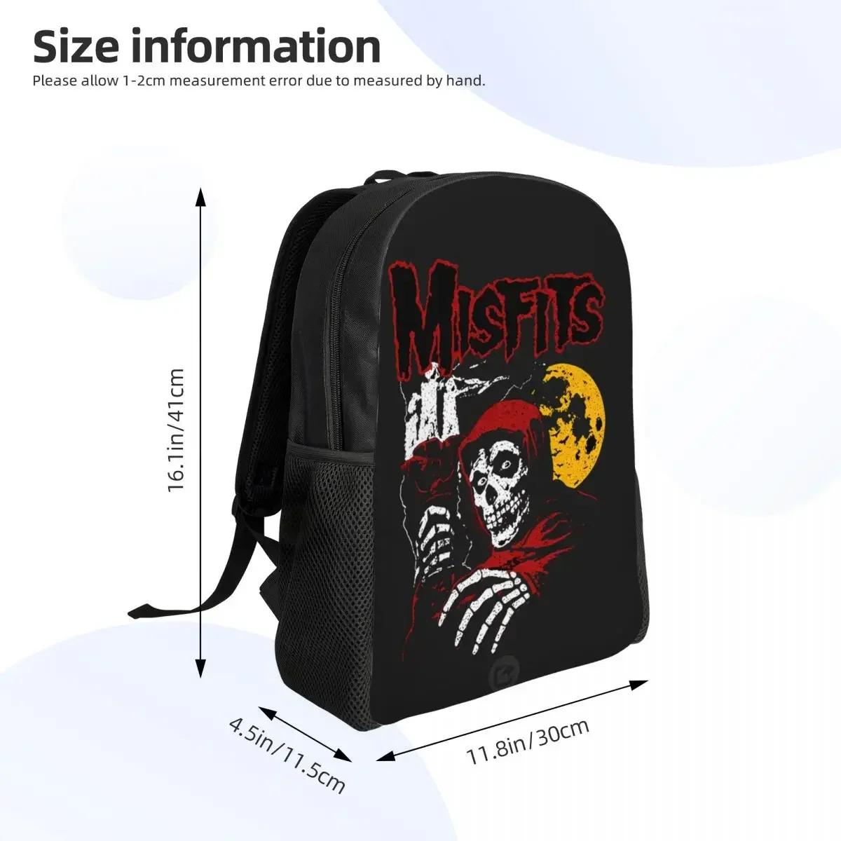 Рюкзак для ноутбука heavy metal misfits с черепом для мужчин и женщин - Фотография_4