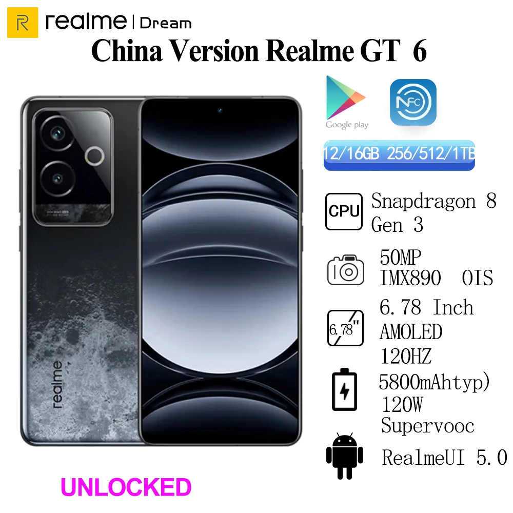 Оригинальный мобильный телефон realme gt 6