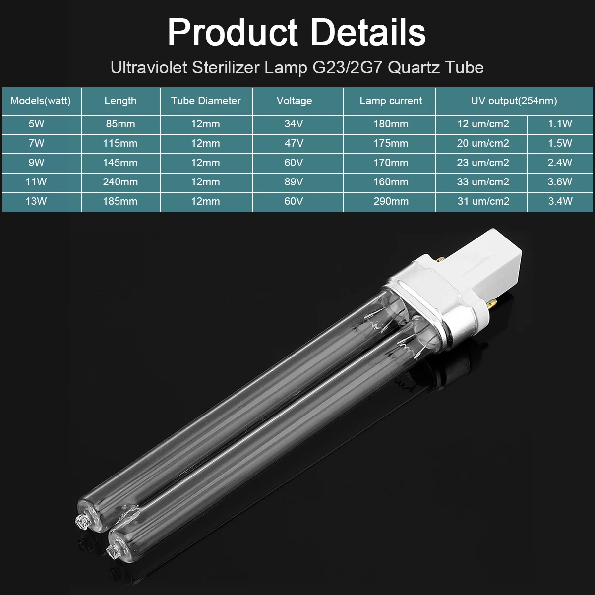 Ультрафиолетовая лампа uv-9w 5 вт 7 вт 11 вт uvc 254 нм - Фотография_5