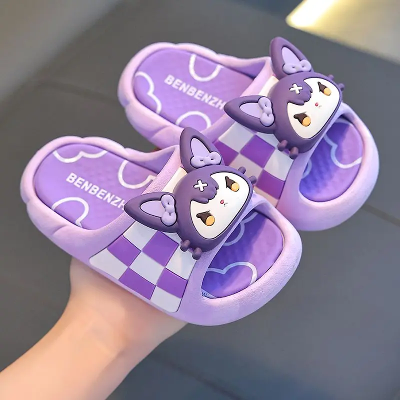 Летние детские тапочки kawaii sanrio kuromi в стиле аниме - Фотография_2