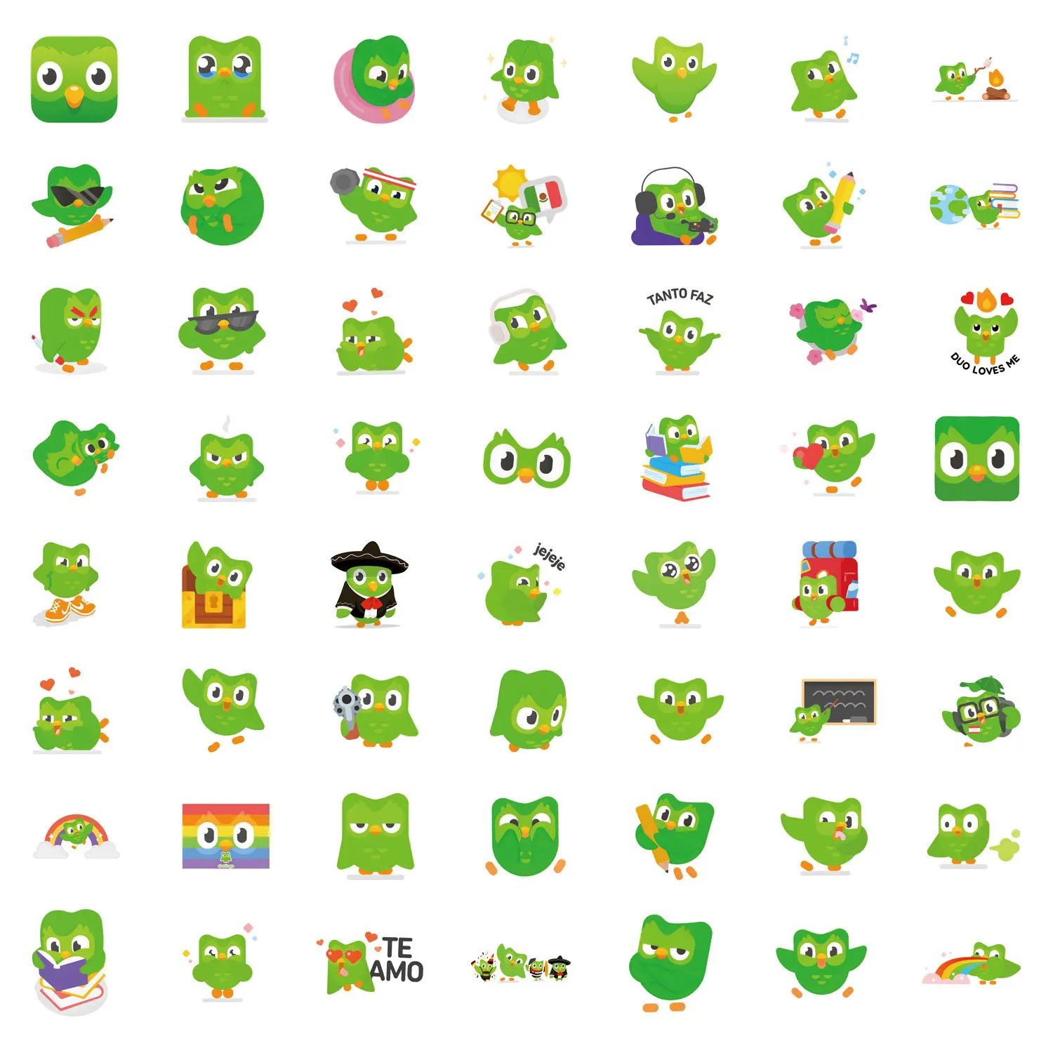 Наклейки с героями мультфильмов duolingo