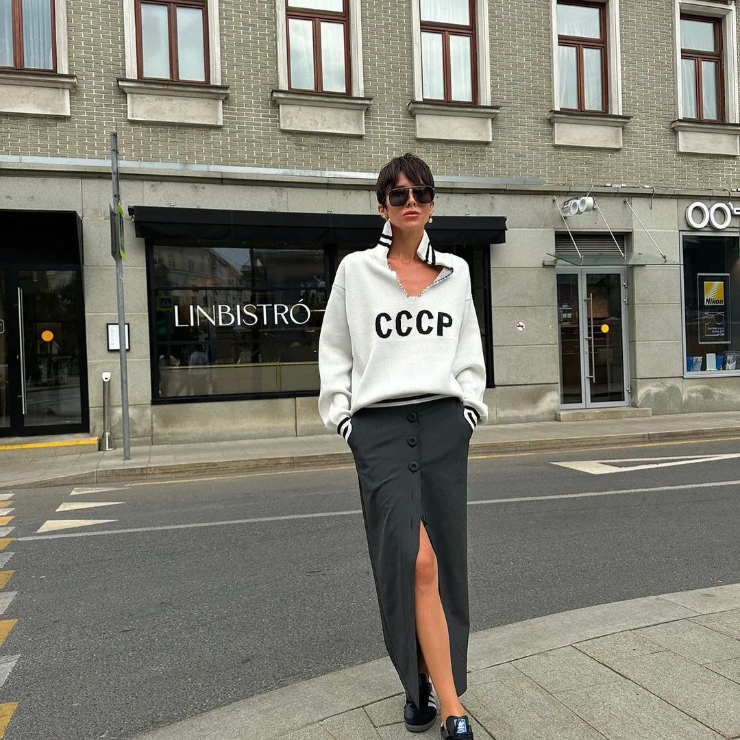 Jhjn autumn v-neck sweater women - Фотография_5