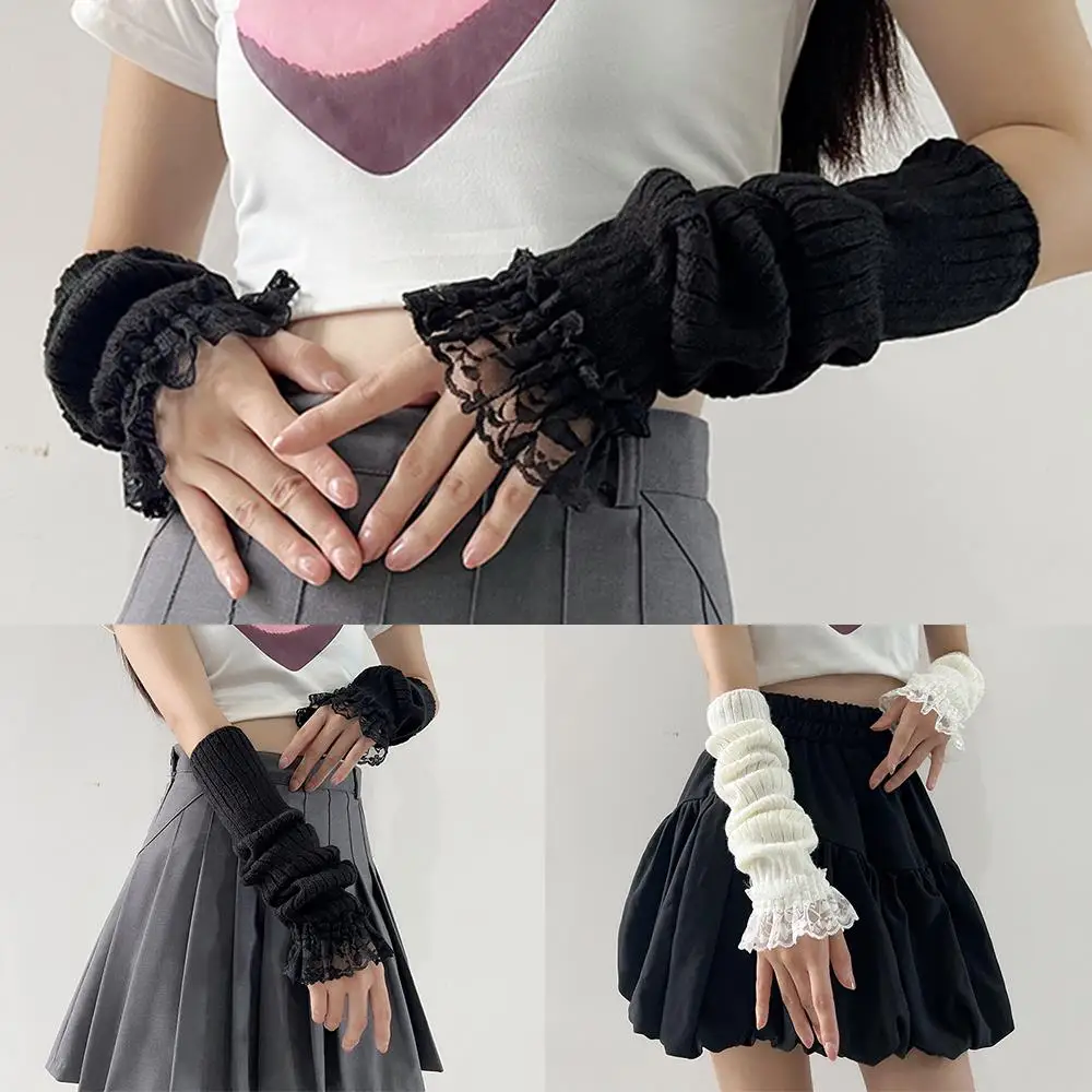 Черно-белые перчатки с половиной пальца - Фотография_2