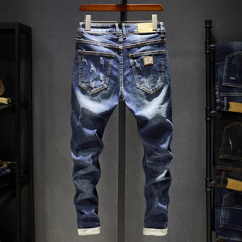 Мужские рваные джинсы slim fit - Фотография_3