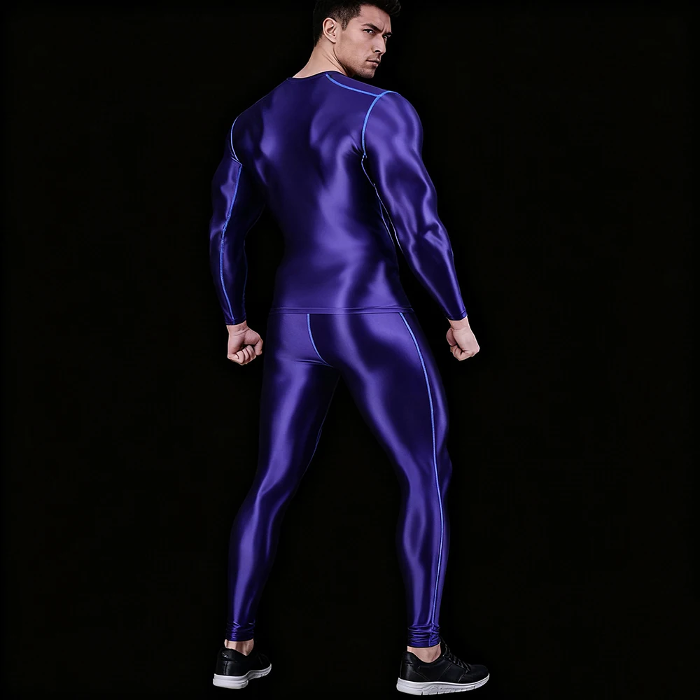 Мужские гладкие глянцевые масляные быстросохнущие спортивные костюмы - Фотография_5