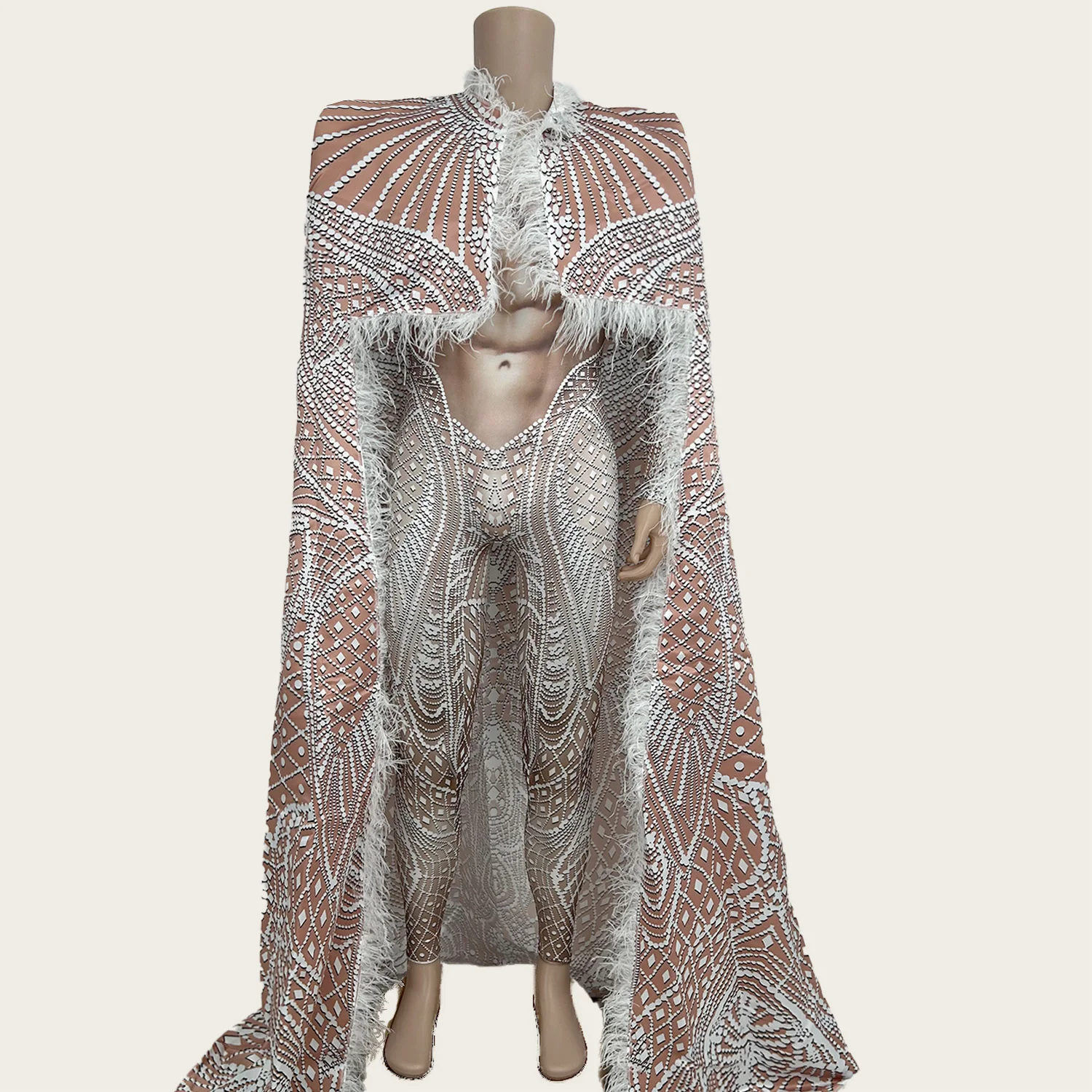 Клубное платье, белый узкий комбинезон с принтом - Фотография_3