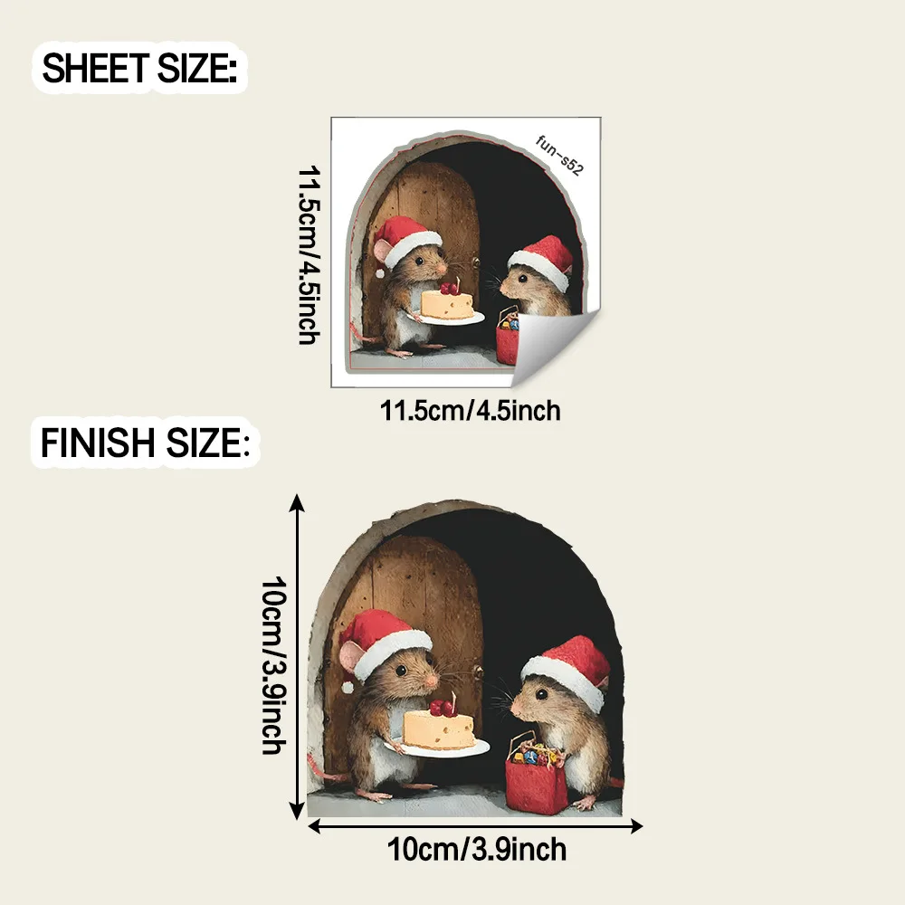 Милые рождественские наклейки на стену с маленькой мышкой - Фотография_6