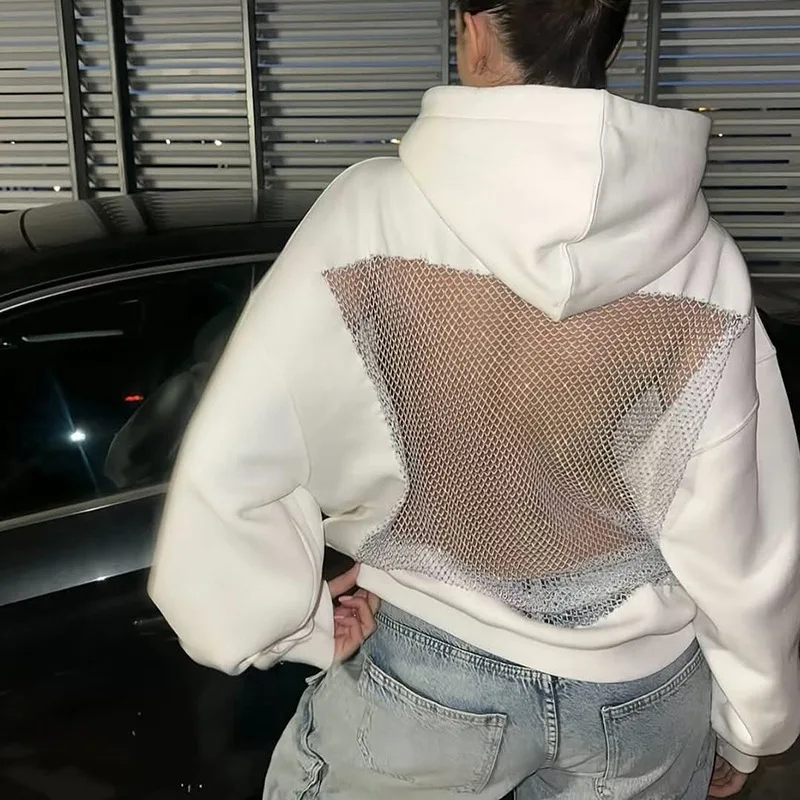 Y2k толстовки сетчатые топы уличная - Фотография_4