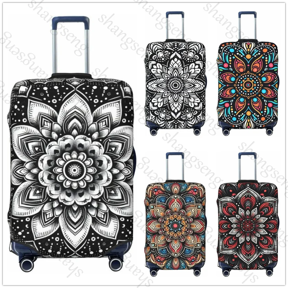 Геометрический красочный чехол для дорожного багажа с мандалой