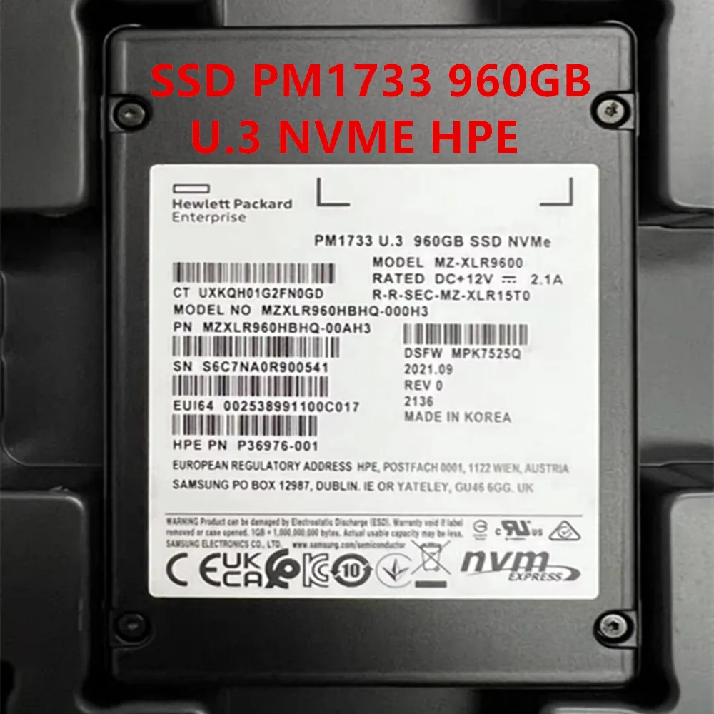 Оригинальный твердотельный накопитель nvme pcie для samsung pm1733 960g u