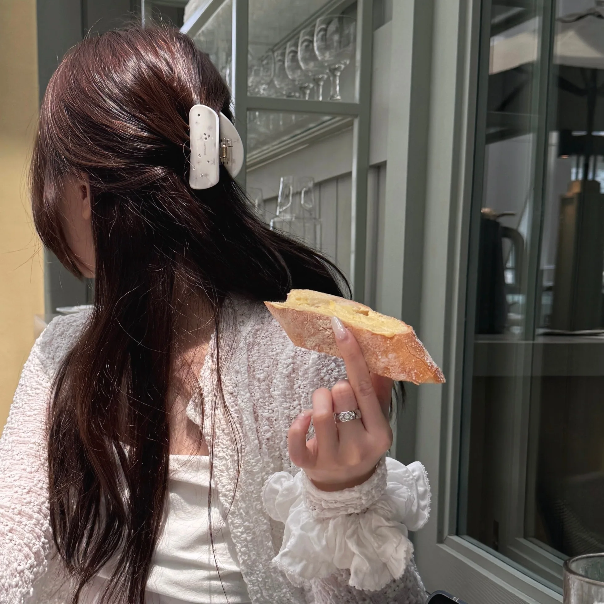 Новые милые розовые заколки для волос с цветочным бантом и стразами - Фотография_6