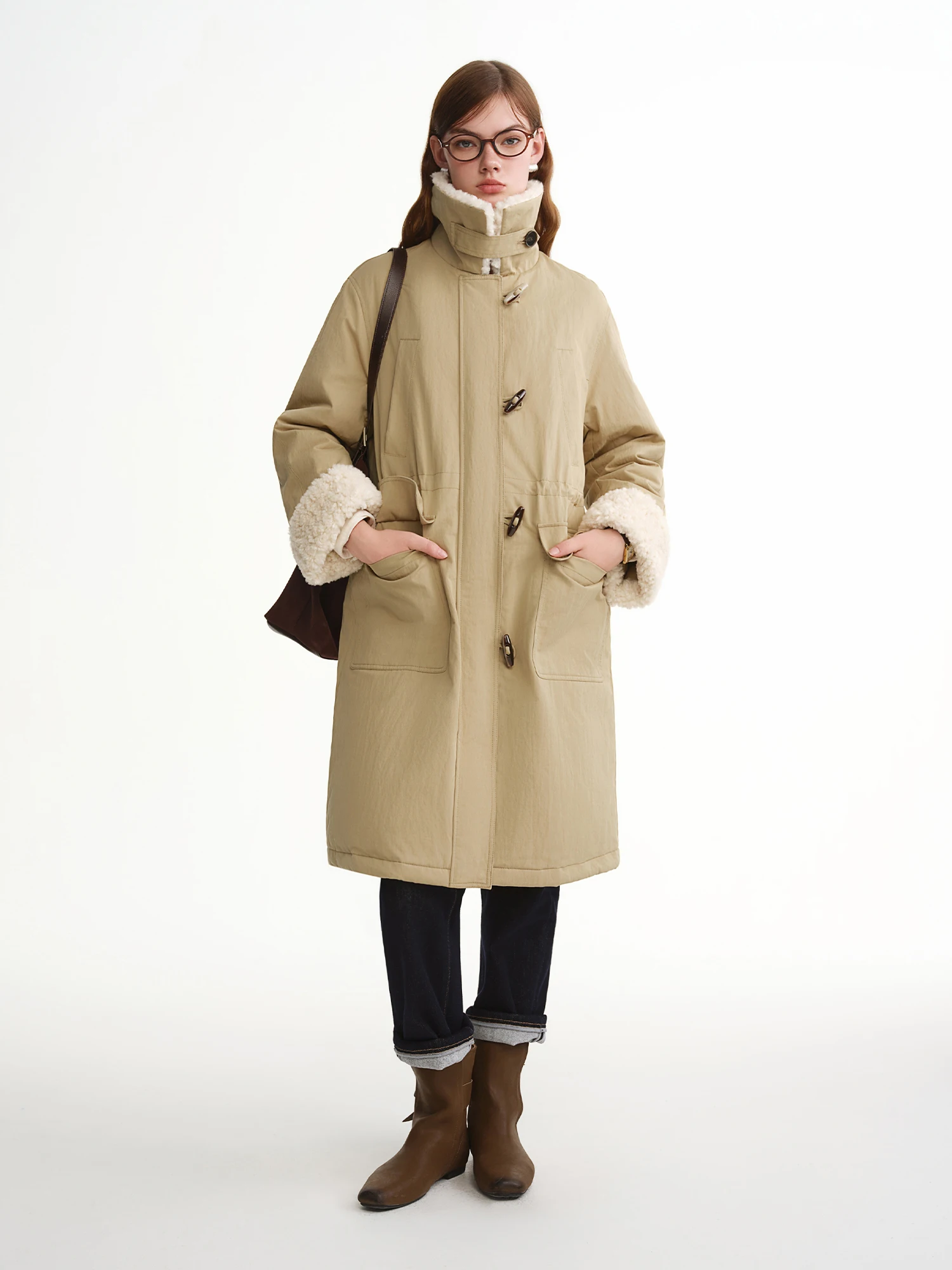 Dushu женский мягкий снежный ретро пуговицы больших размеров с бульдогом - Фотография_4