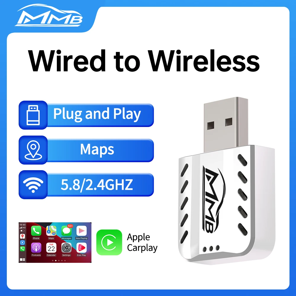 Новый проводной беспроводной мини-адаптер apple carplay wifi bluetooth v5