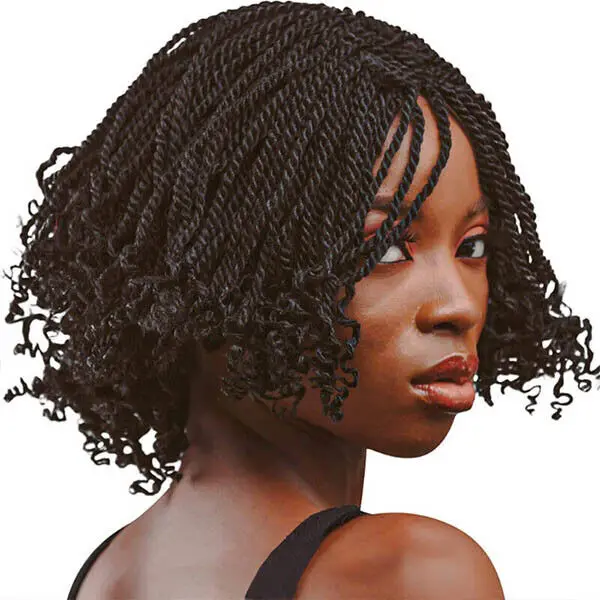 Новый короткий черный волнистый парик с витыми косами - Фотография_6