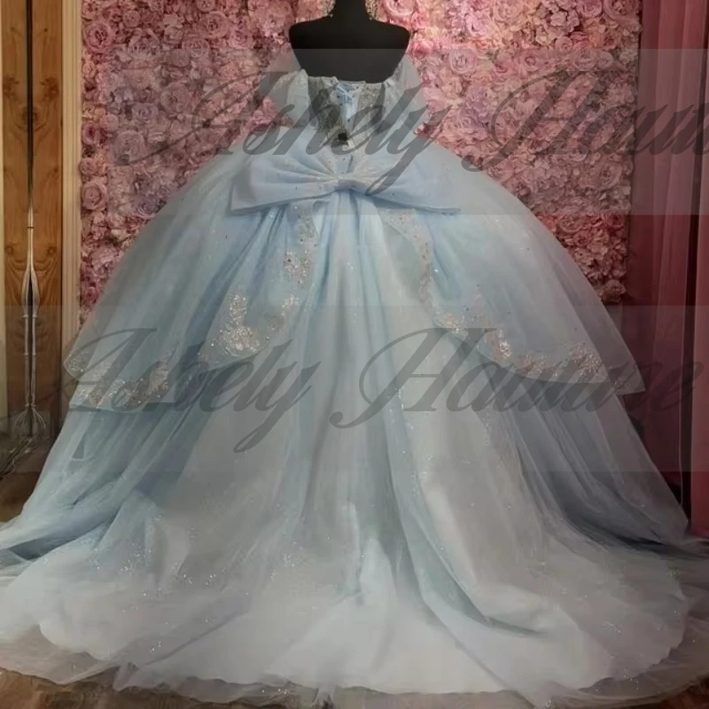 Платье quinceanera на заказ ice blue sweet 16 - Фотография_5