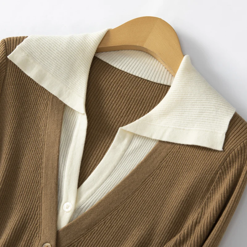 Камвольная тонкая шерстяная простая рабочая одежда с воротником-поло - Фотография_3