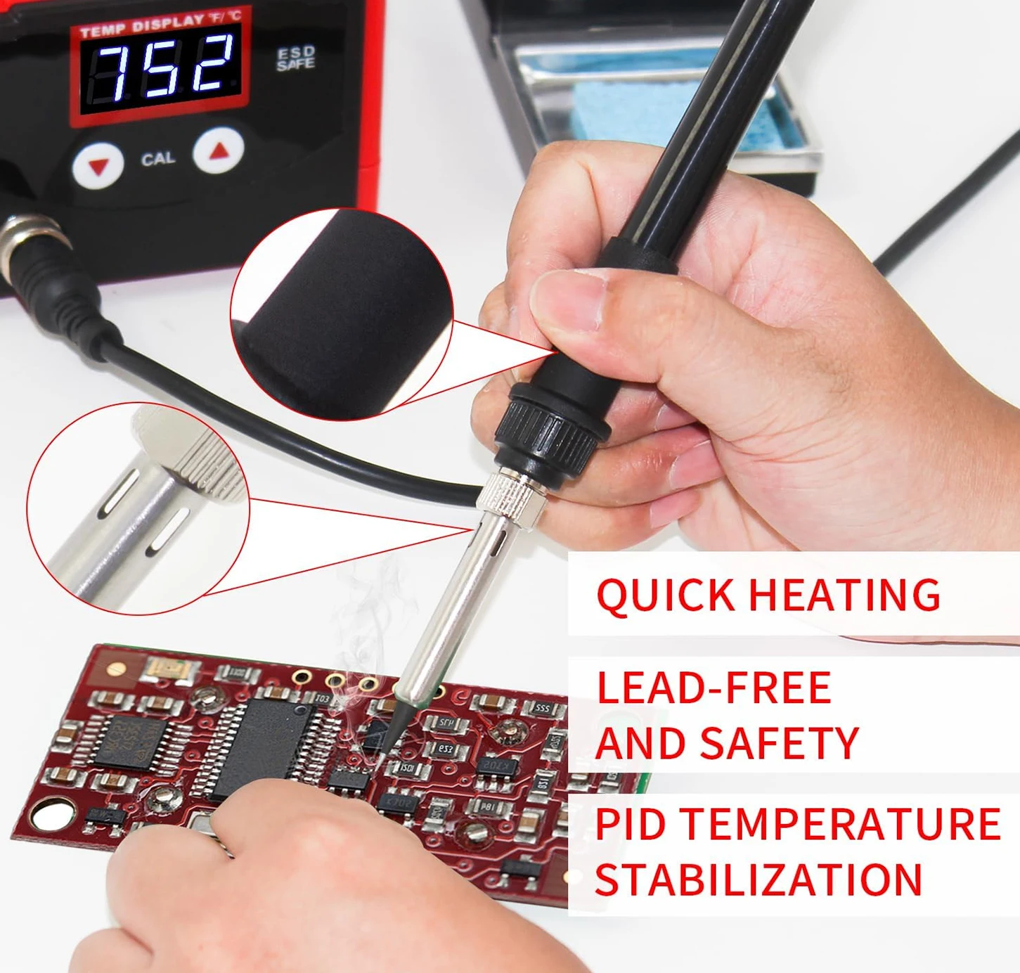 938d 70w digital soldering iron station kit with precision heat control - Фотография_4