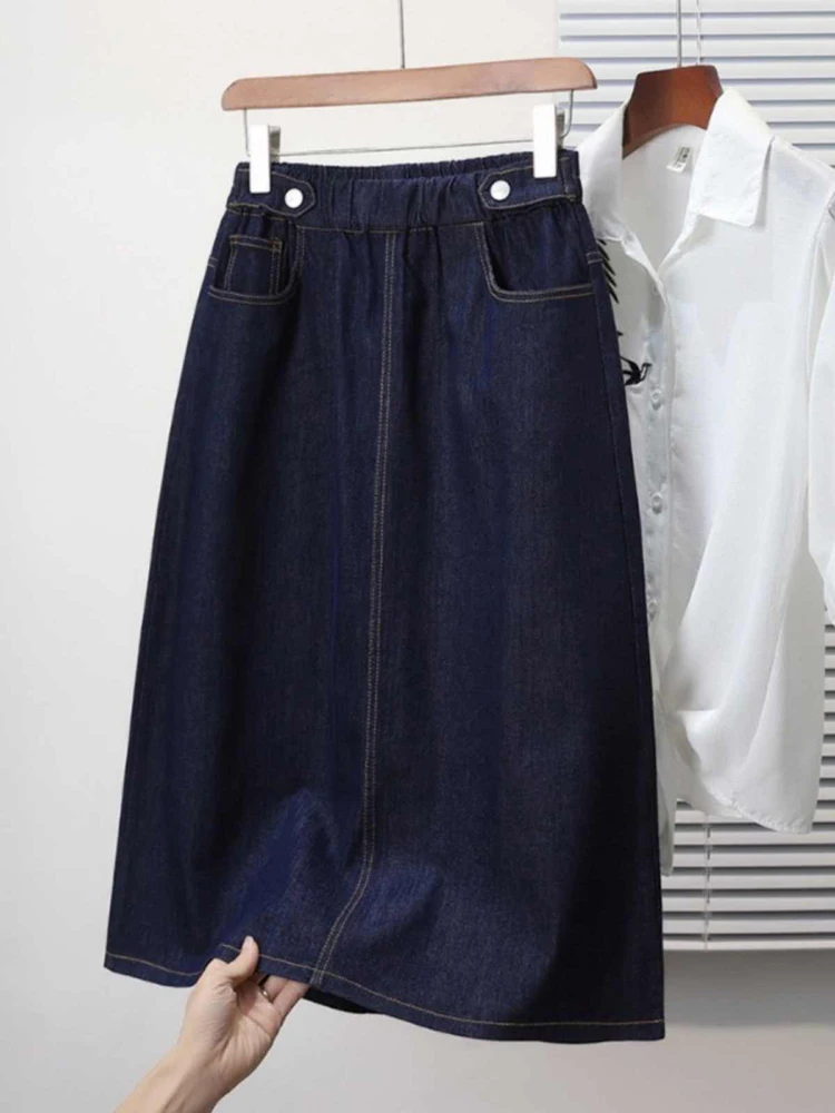 Джинсовые юбки большого размера с эластичной резинкой на талии