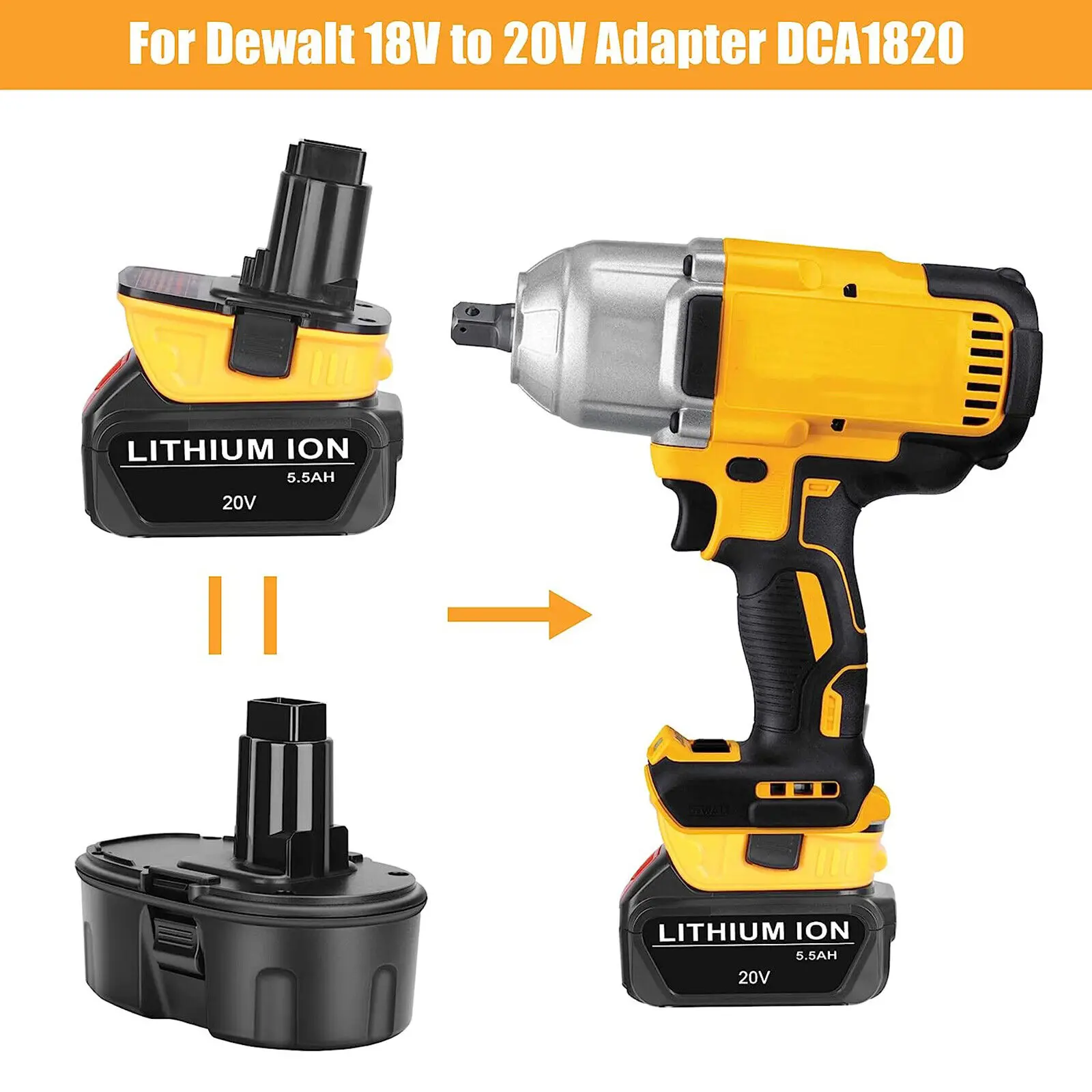 Адаптер аккумулятора 20 в dca1820 для инструментов dewalt 18 в - Фотография_5