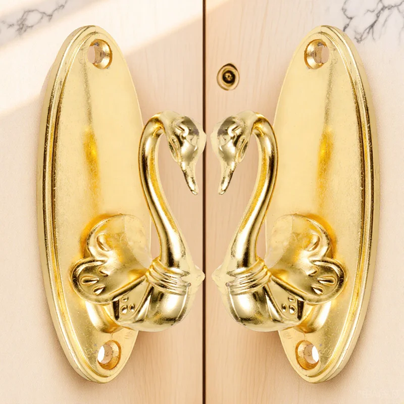 Пара элегантных золотых держателей для штор в лебедином стиле - Фотография_6