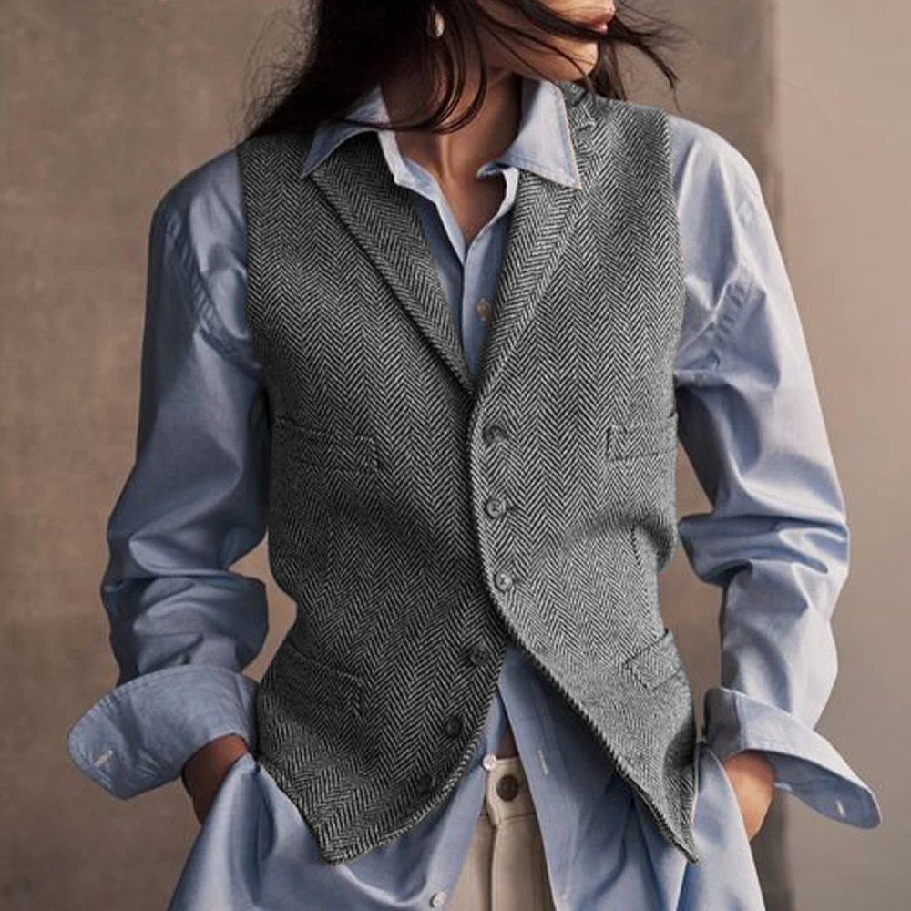 Женский жилет с узором «елочка» - Фотография_4